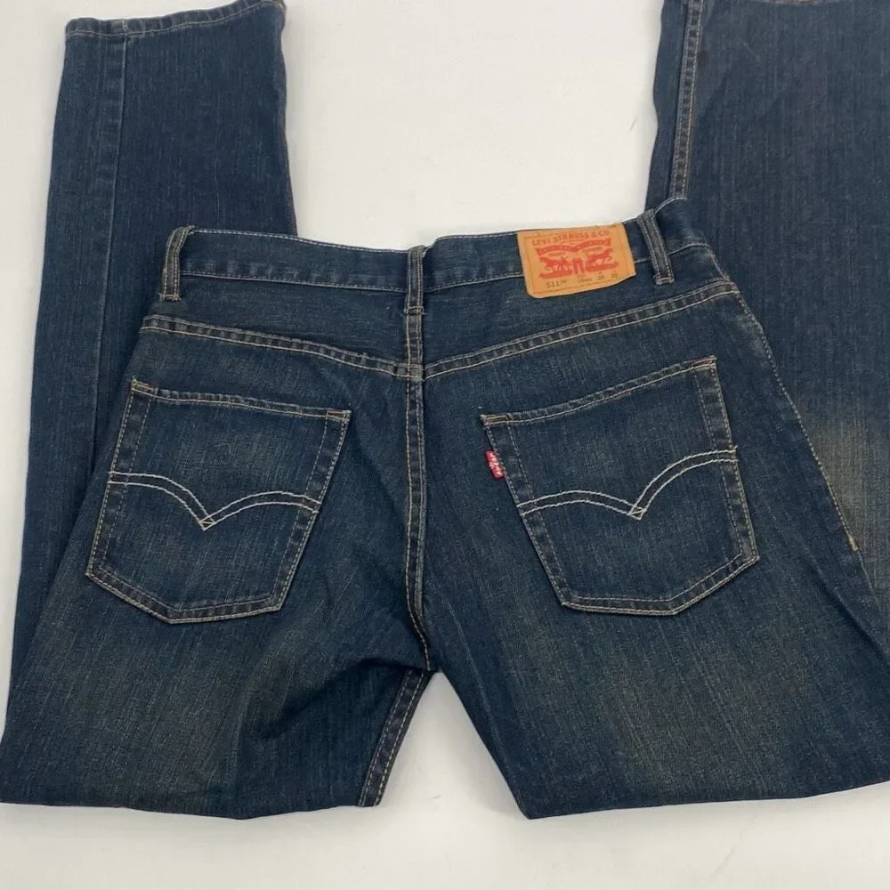 Levi's Boys 16 Reg Dark Wash Stretch Cotton 511 Skinny Denim Jeans Blue Size 28x